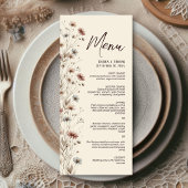Rustieke Boho Chic Wildflowers Elegante bruiloft Menu