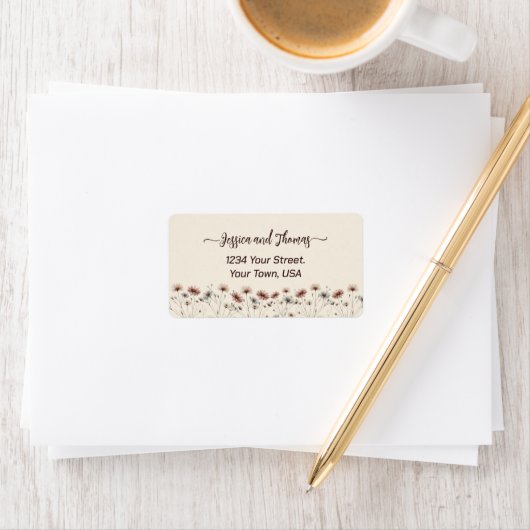 Rustieke Boho Chic Wildflowers Huwelijksadres Etiket (Insitu)