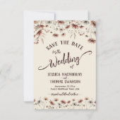 Rustieke Boho Chic Wildflowers Kalligrafie Trouwen Save The Date (Voorkant)