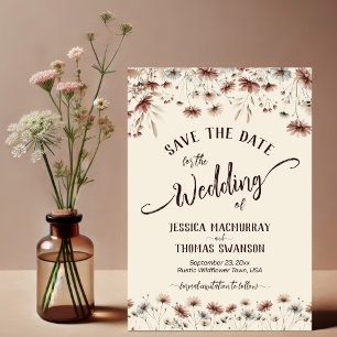 Rustieke Boho Chic Wildflowers Kalligrafie Trouwen Save The Date