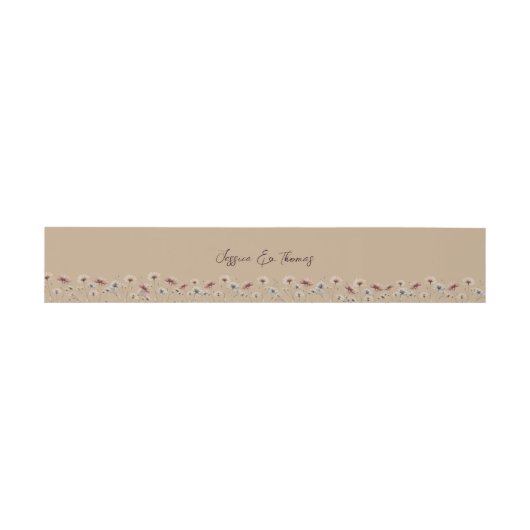 Rustieke Boho Chic Wildflowers Mocha Tan Wedding Uitnodigingen Wikkel (Vlak)