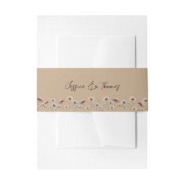 Rustieke Boho Chic Wildflowers Mocha Tan Wedding Uitnodigingen Wikkel