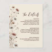 Rustieke Boho Chic Wildflowers Wedding Details Informatiekaartje (Voorkant)