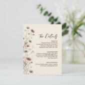 Rustieke Boho Chic Wildflowers Wedding Details Informatiekaartje (Staand voorkant)