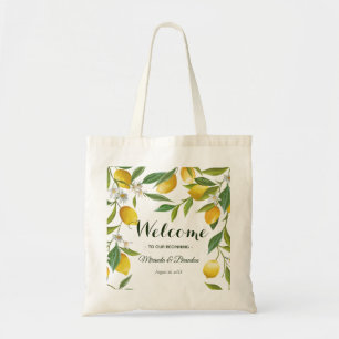Rustieke Boho citroen zomer bruiloft welkomsttas Tote Bag