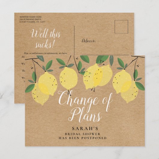 Rustieke Boho-citroenen veranderen de datum waarop Briefkaart (Voorkant / Achterkant)