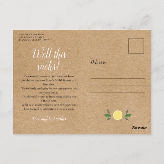 Rustieke Boho-citroenen veranderen de datum waarop Briefkaart (Achterkant)