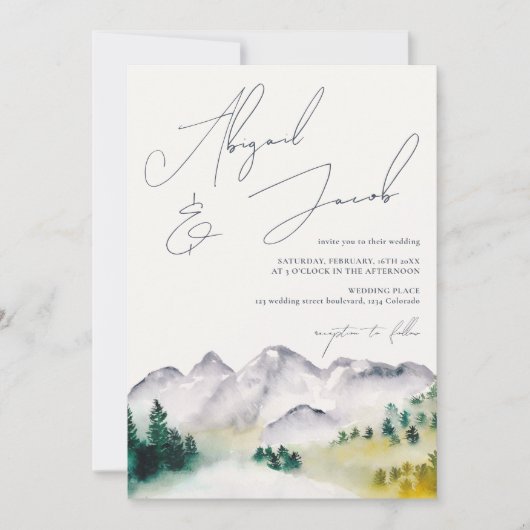 Rustieke boho Colorado berg bestemming bruiloft Kaart (Voorkant)