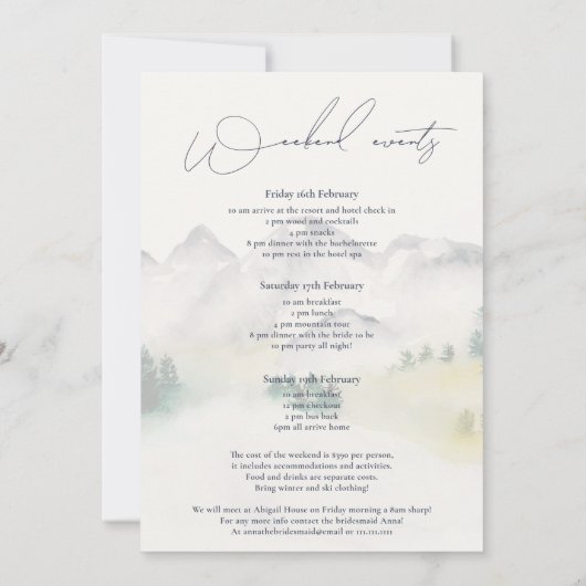 Rustieke boho Colorado berg vrijgezellenweekend Kaart (Achterkant)