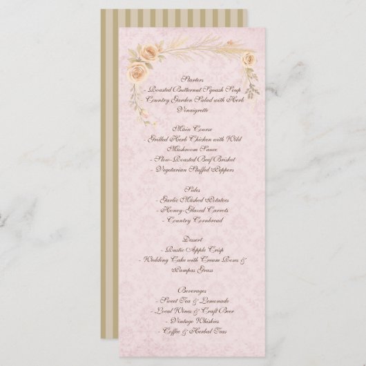 Rustieke Boho Country Wedding Menu (Voorkant / Achterkant)