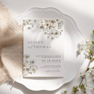 Rustieke Boho Cream Bloemen Bruiloft Uitnodiging