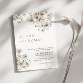 Rustieke Boho Crème Bloemencode QR Code Trouwen Kaart