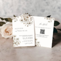 Rustieke Boho Crème Bloemencode QR Code Trouwen