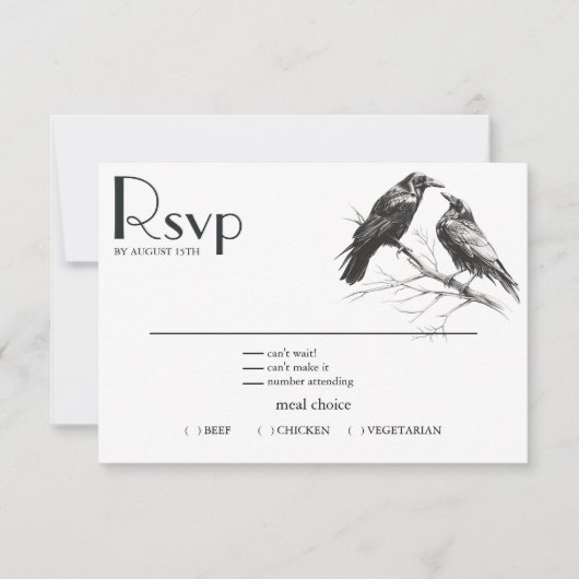 Rustieke BOHO Crow Lovers RSVP Kaartje (Voorkant)