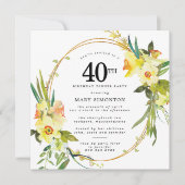 Rustieke Boho Daffodil 40ste verjaardag Dinner Par Kaart (Voorkant)