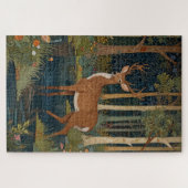 Rustieke Boho Deer Afbeelding in Woodland Forest G Legpuzzel (Horizontaal)