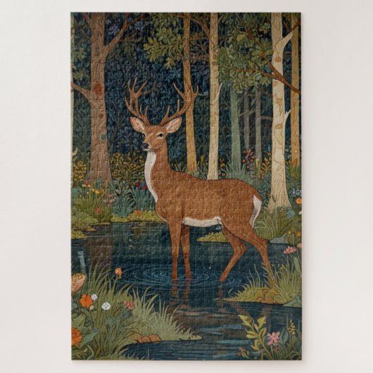 Rustieke Boho Deer Afbeelding in Woodland Forest G Legpuzzel (Verticaal)