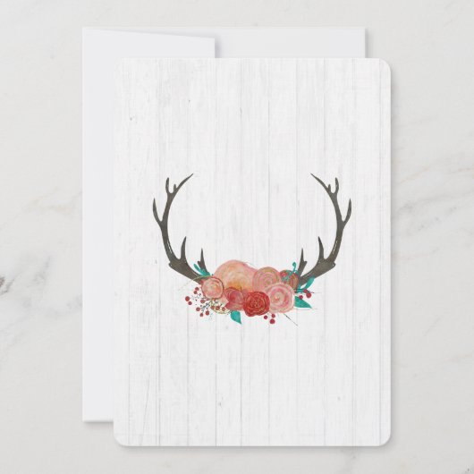 Rustieke Boho Deer Antlers verjaardagsfeestje uitn Kaart (Achterkant)