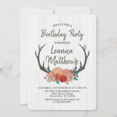 Rustieke Boho Deer Antlers verjaardagsfeestje uitn Kaart (Voorkant)