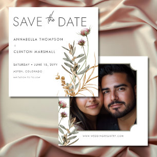 Rustieke Boho Delicate Herfst Wildflower Trouwfoto Save The Date