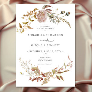 Rustieke Boho Delicate Herfst Wildflower Wedding Kaart