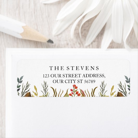 Rustieke Boho Dieren Waterverf Foliage Bruiloft Etiket (Insitu)