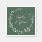 Rustieke Boho Donkergroene Wildflower Bloemen Huwe Servet (Voorkant)