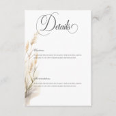 Rustieke Boho Dried Tan Grass bruiloft details Informatiekaartje (Voorkant)
