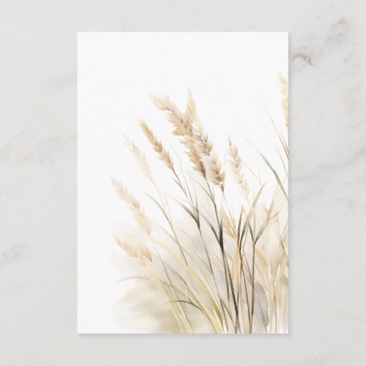 Rustieke Boho Dried Tan Grass bruiloft details Informatiekaartje (Achterkant)