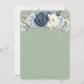 Rustieke Boho Dusty Blauw Ivoor Bloemen Sage Bruil Kaart (Achterkant)