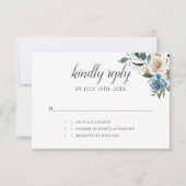 Rustieke Boho Dusty Blauwe Bloemen Bruiloft RSVP (Voorkant)