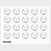 Rustieke Boho Dusty Blue Bloemen Bruiloft Ronde Sticker (Vel)