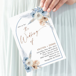Rustieke Boho Dusty Blue Floral Arch Bruiloft Kaart