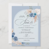 Rustieke Boho Dusty Blue Pampas Sweet 16 Kaart (Voorkant)