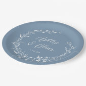 Rustieke Boho Dusty Blue Wildflower Bloemen Bruilo Papieren Bordje (Gekanteld)