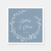 Rustieke Boho Dusty Blue Wildflower Bloemen Bruilo Servet (Voorkant)