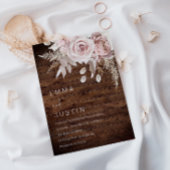 Rustieke Boho Dusty Roos Blush Bloemen Bruiloft Kaart
