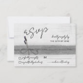 Rustieke Boho Eco Faux Burlap Hout Lavendel Weddin RSVP Kaartje (Voorkant)