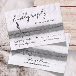 Rustieke Boho Eco Faux Burlap Hout Lavendel Weddin RSVP Kaartje