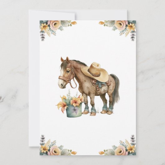 Rustieke Boho Eerste Rodeo Wild West Jongen 1e Ver Kaart (Achterkant)