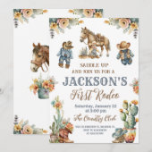 Rustieke Boho Eerste Rodeo Wild West Jongen 1e Ver Kaart (Voorkant / Achterkant)