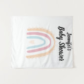Rustieke Boho Elegant Rainbow Baby shower Achtergr Wandkleed (Voorkant (horizontaal))