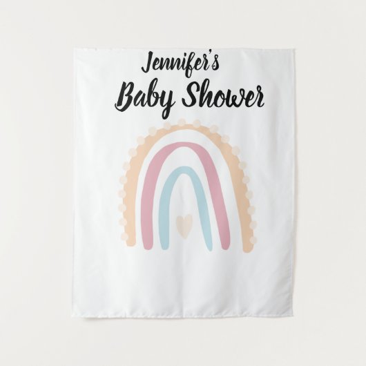 Rustieke Boho Elegant Rainbow Baby shower Achtergr Wandkleed (Voorkant)