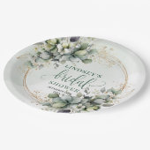 Rustieke Boho Eucalyptus Bruiloftsfeest Papieren B Bordje (Gekanteld)