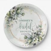 Rustieke Boho Eucalyptus Bruiloftsfeest Papieren B Bordje (Voorkant)
