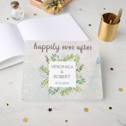 Rustieke Boho Eucalyptus Greenery bruiloft recepti Gastenboek (Voorkant open)