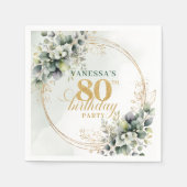 Rustieke Boho Eucalyptus Groene 80ste Verjaardag S Servet (Voorkant)