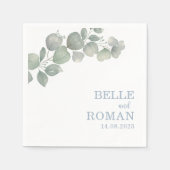 Rustieke Boho Eucalyptus Loof Bruiloft Servet (Voorkant)