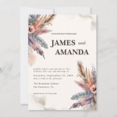 Rustieke Boho Feather bruiloft uitnodiging (Voorkant)