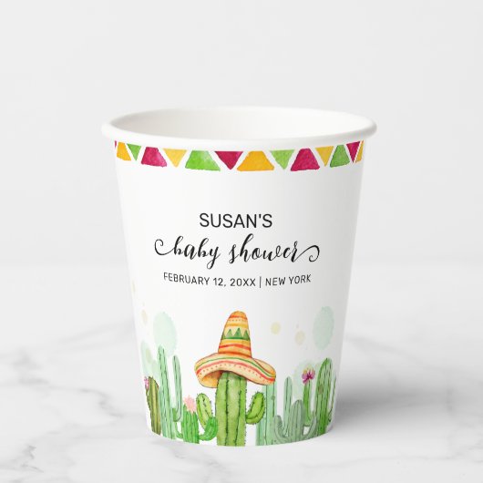 Rustieke Boho Fiesta Cactus Taco 'Bout A Baby show Papieren Bekers (Voorkant)